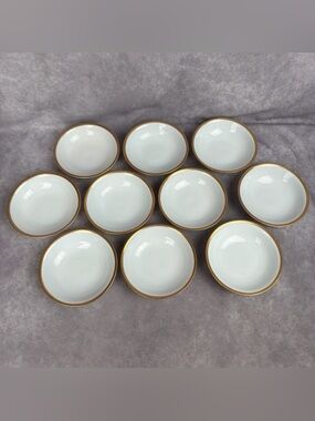 VTG Victoria Austria Porcelain Dessert Berry Bowls Gold Rim Set of 10